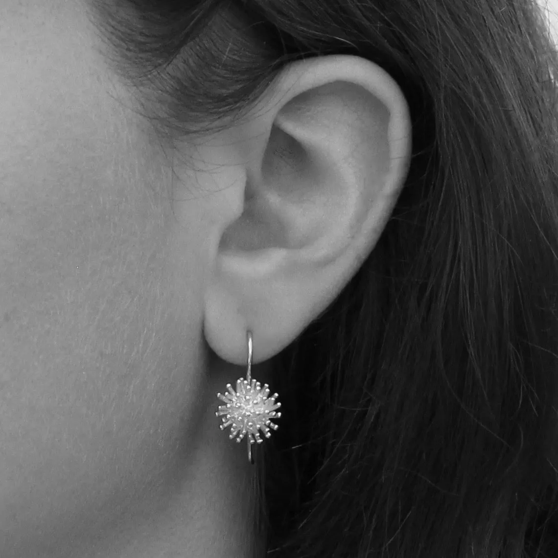 Textured Dandelion Drop Earrings