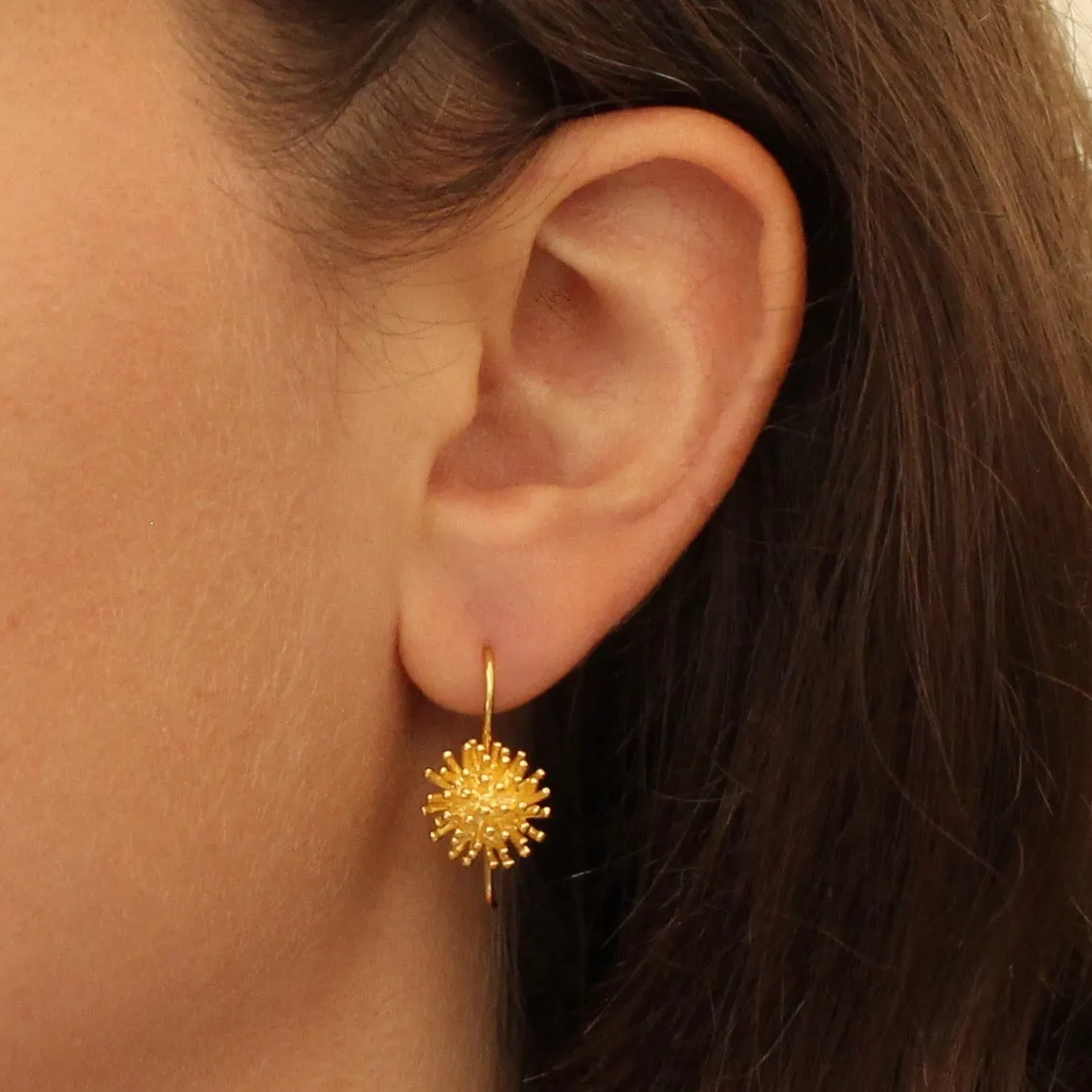 Textured Dandelion Drop Earrings