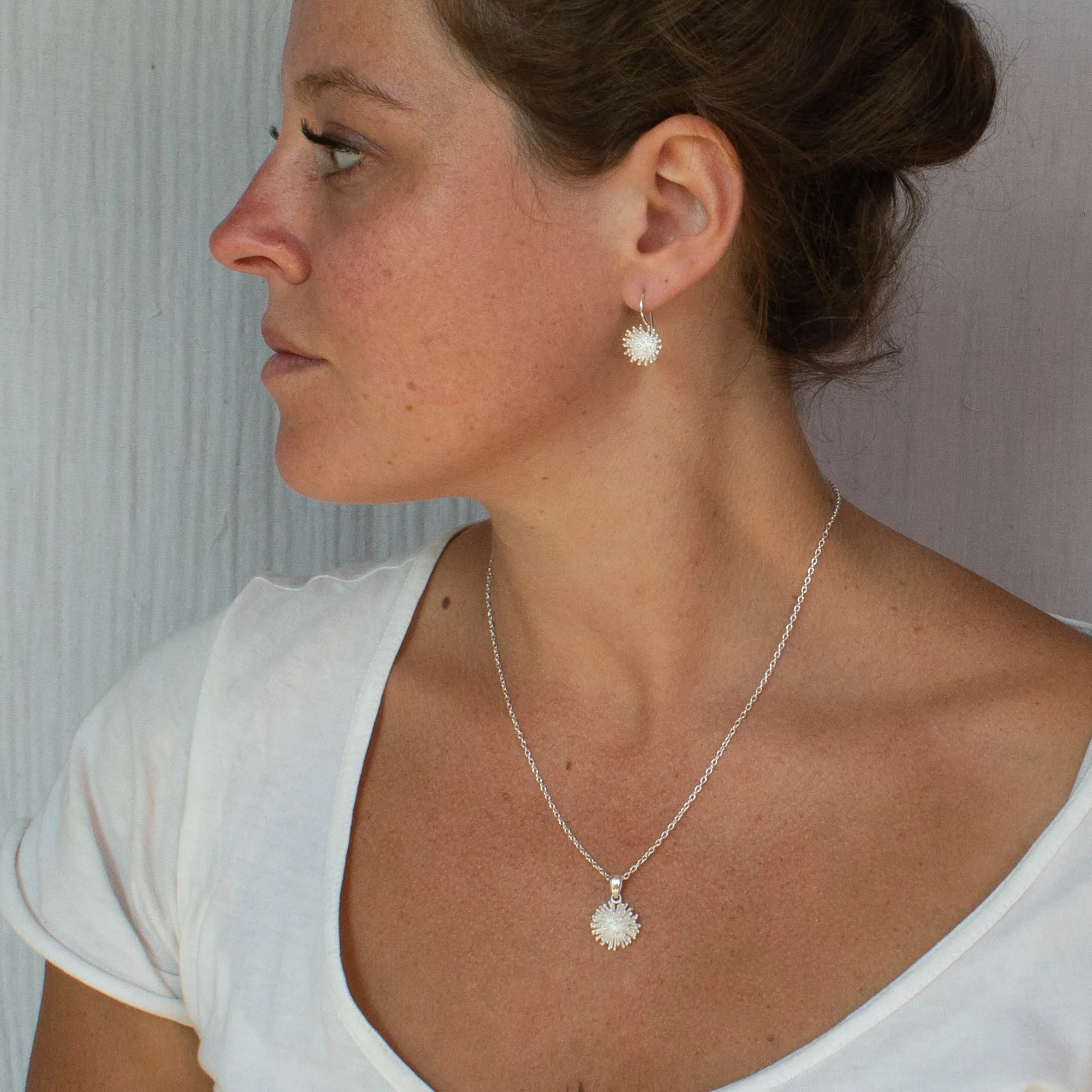 Textured Dandelion Drop Earrings