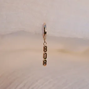 Vertical 808 Huggie Hoop Earring - Solid 14kt