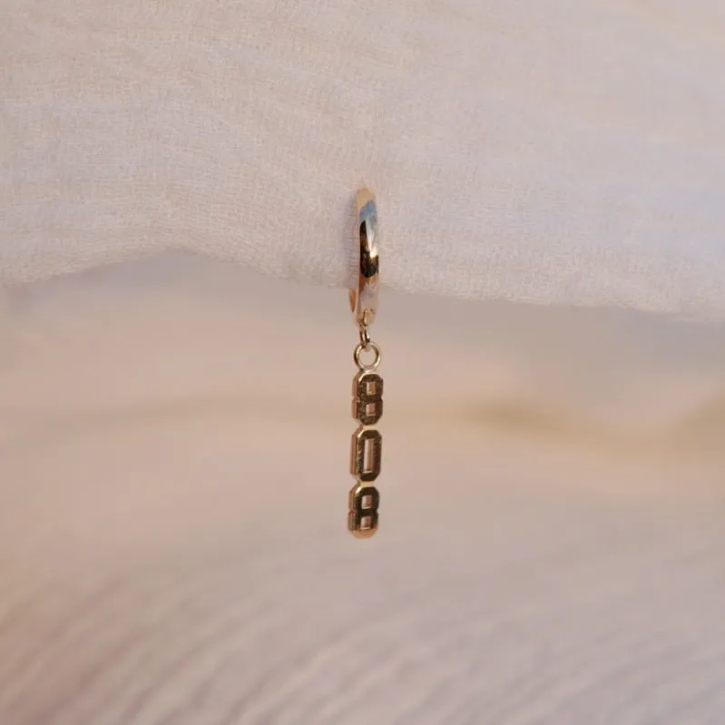 Vertical 808 Huggie Hoop Earring - Solid 14kt