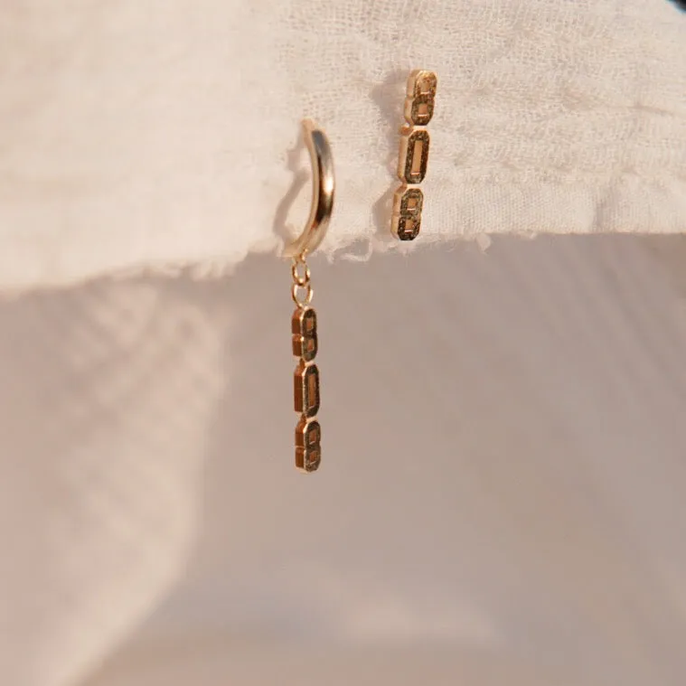 Vertical 808 Huggie Hoop Earring - Solid 14kt