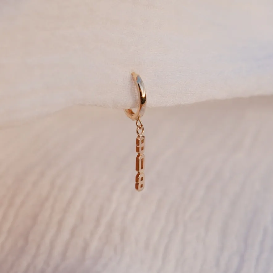 Vertical 808 Huggie Hoop Earring - Solid 14kt